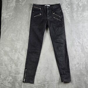 Zara Basic Jeans Womens 4 Black Denim Skinny Stretchy Zipper Accent‎ Punk Goth